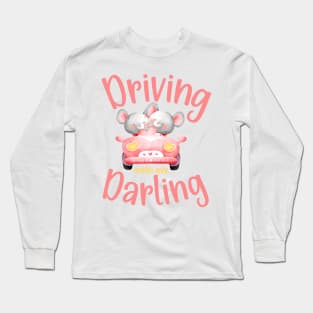 Driving with My Darling - Cute Mouse Valentines Couples Pink Long Sleeve T-Shirt